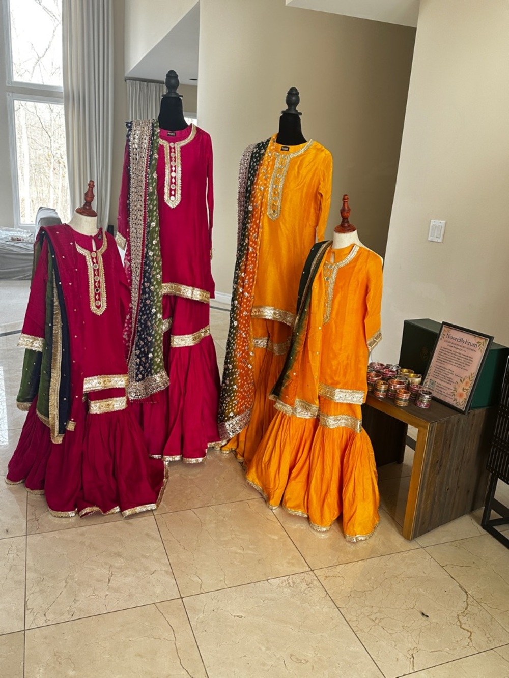 Traditional Kids Party Costume - Pink and Yellow Festive Dresses